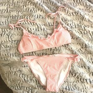 Aerie pink seersucker bikini (top & bottom)